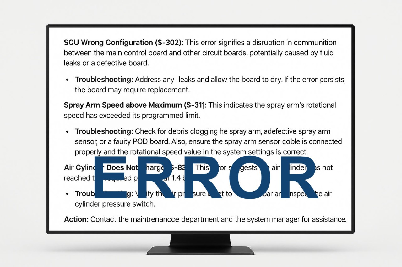 Infocus Error Screen Medivators AER Alarms and Errors Guide - MedService Repair